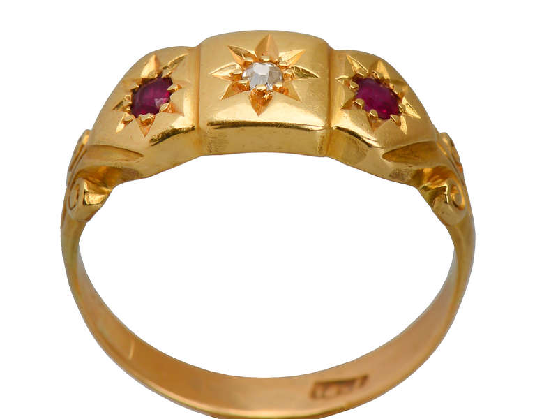 18K Ruby and Diamond Gypsy Ring for Women - Elegant Vintage Jewelry for Weddings, Anniversaries, and Special Occasions