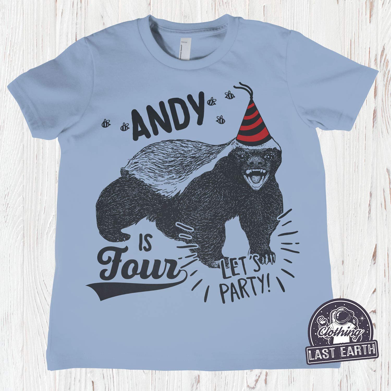 Personalized Honey Badger Birthday T-Shirt for Kids - 1st, 2nd, 3rd & 4th Birthday Party Outfit - Wild Animal Theme Shirt for Boys & Girls - Perfect for Birthday Celebrations, Zoo Trips & Casual Wear