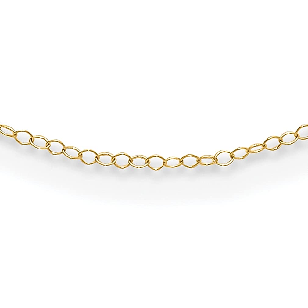 14K Yellow Gold Link Cable Chain Necklace - 15 Inch Dainty Pendant Charm Necklace for Women, Elegant Fine Jewelry Gift for Her - Perfect for Birthday, Anniversary, Valentine's Day & Special Occasions