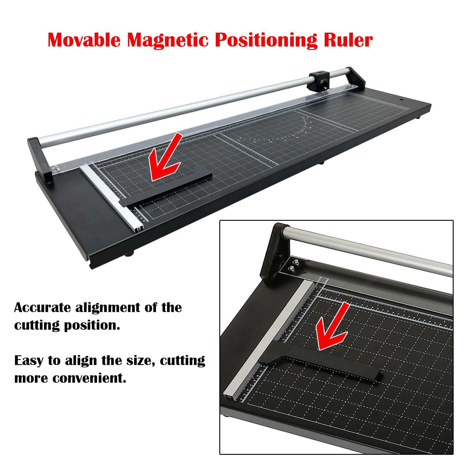 48in Rotary Paper Cutter - Manual Precision Paper Trimmer with 2 Spare Blades & Angle Guide for Photo Paper, Film, Labels, Cardstock & PVC - Perfect for Scrapbooking, Crafting & Office Use