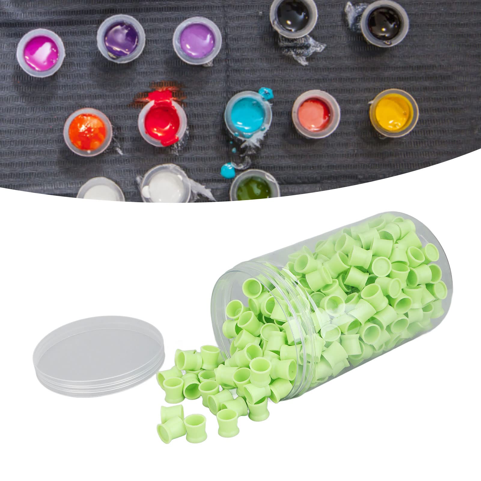 Pasamer Mixed Tattoo Ink Cups - Multipurpose Suction Cup Design for Professional Tattoo Artists | 1 Count Green Ink Holder | Perfect for Tattoo Supplies, Body Art & Permanent Makeup Application