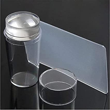 Soft Silicone Jelly Nail Art Stamper Kit with Acrylic Scrapers - DIY French Manicure Printing Tool for Girls & Women - Perfect for Home Salon, Nail Parties & Professional Use (Transparent, Pack of 1)