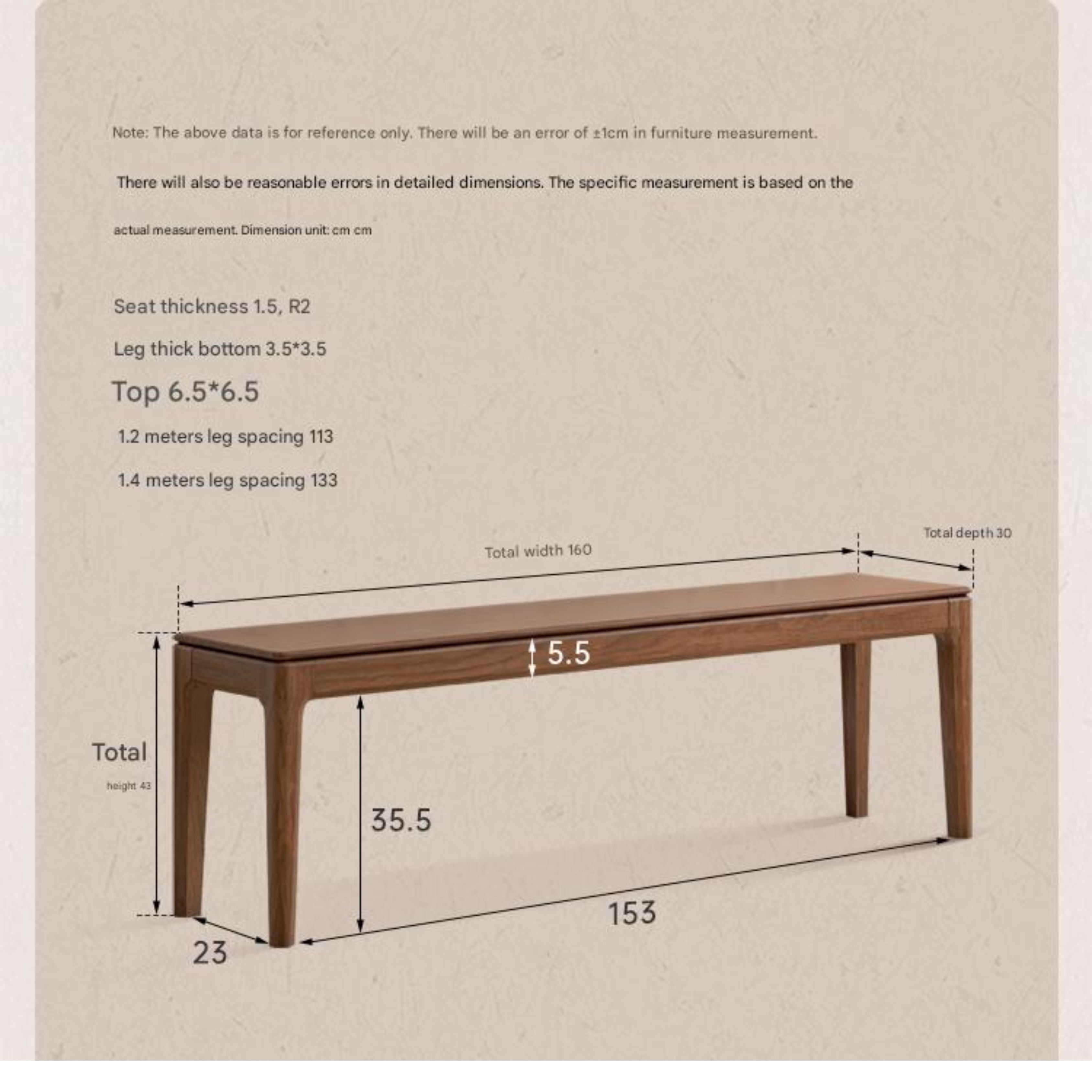Black Walnut Solid Wood Nordic Long Bench - Modern Entryway & Dining Room Seating - Perfect for Hallway, Bedroom, and Living Room Decor