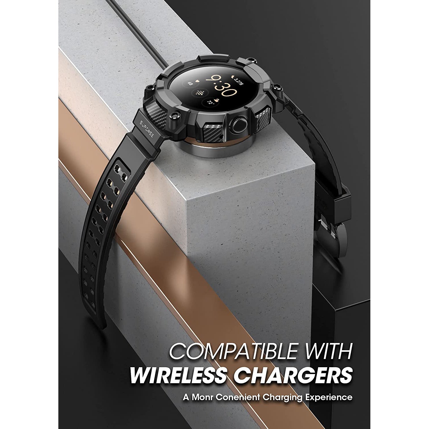Google Pixel Watch 41mm Unicorn Beetle Pro Case with Wristband - Durable Black Protective Cover for Running, Swimming & Outdoor Activities