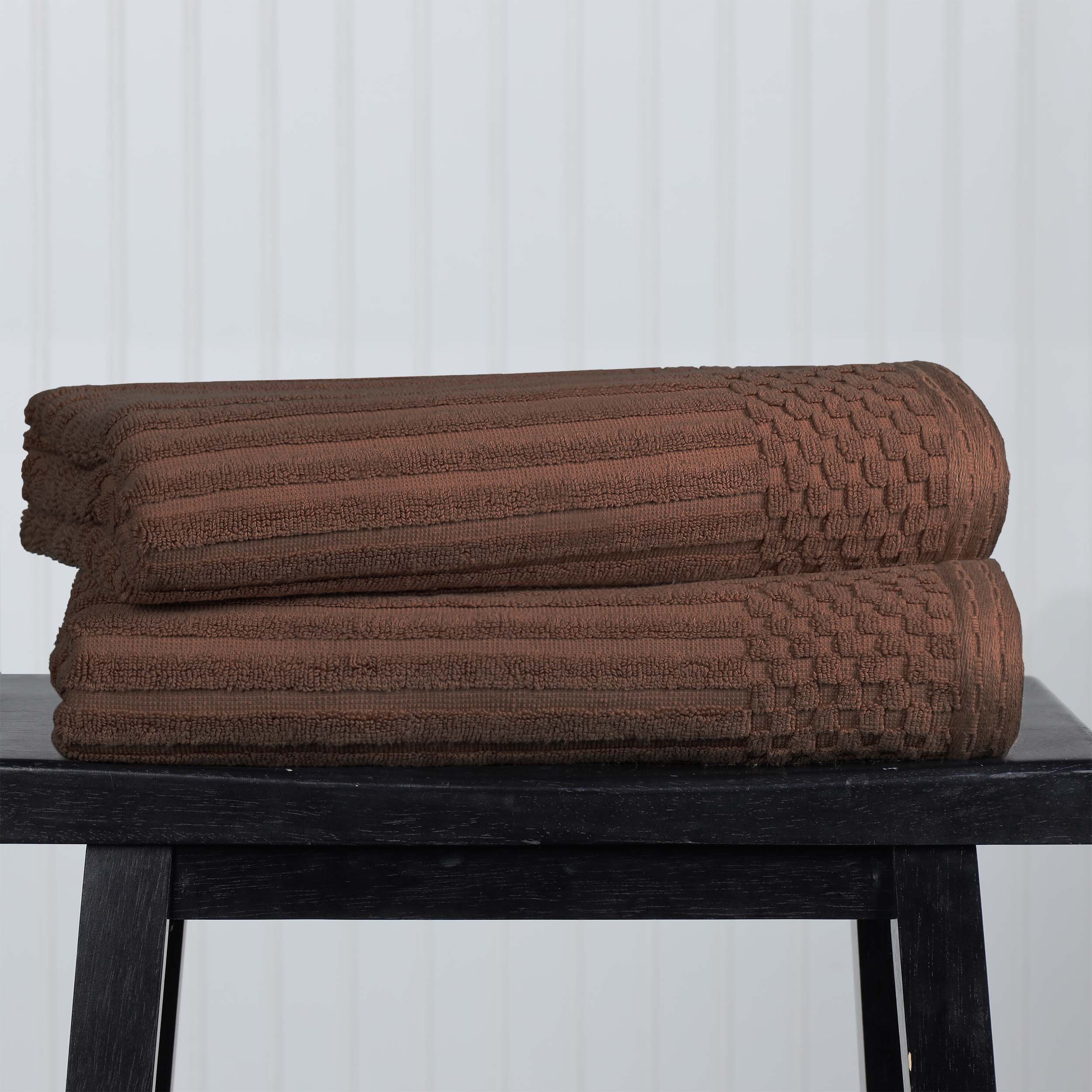 Premium Cotton Ribbed Textured Bath Towel Set - Ultra Absorbent 2-Piece Luxury Towels for Spa, Bath & Beach | Soft & Quick-Drying