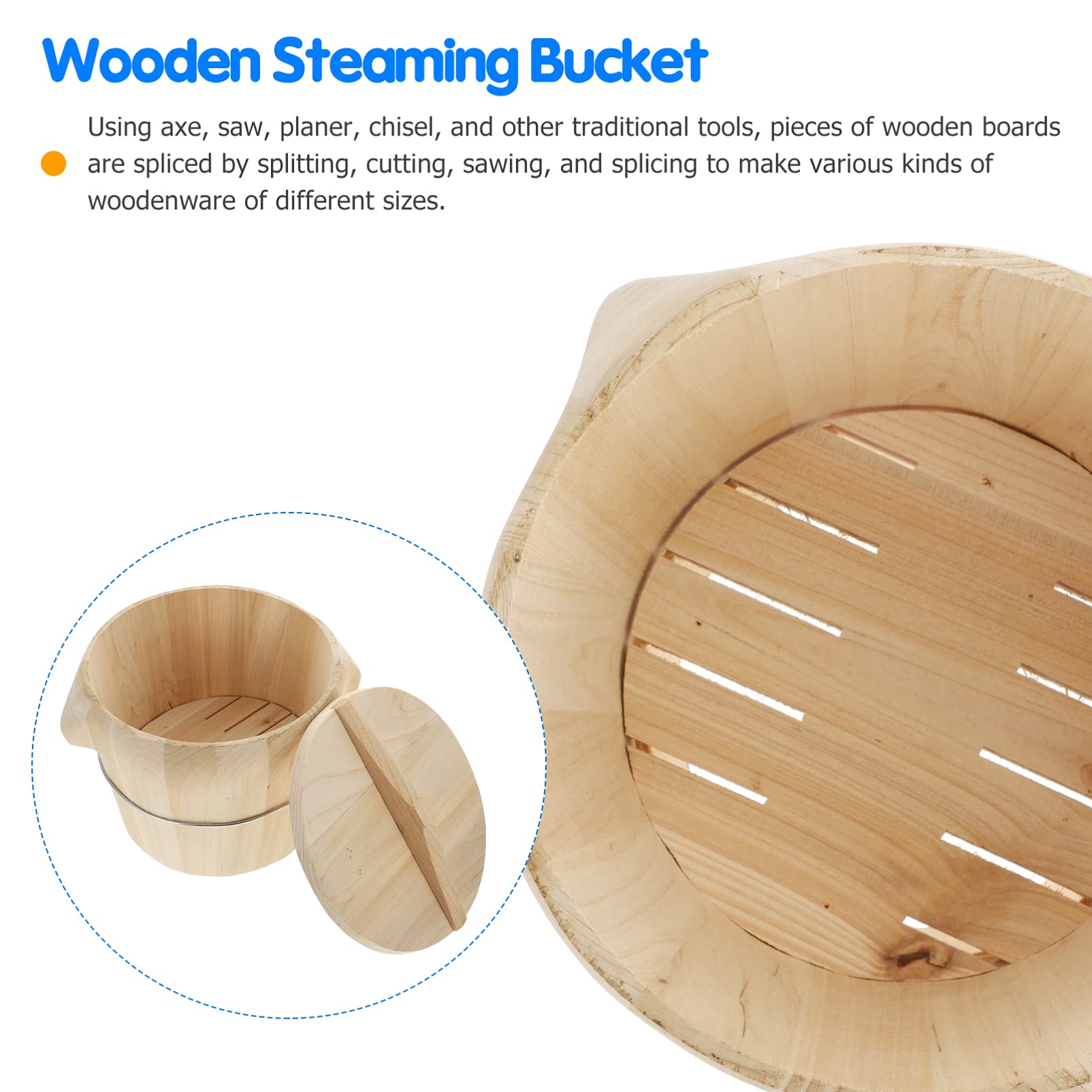 DOITOOL 1-Piece Wooden Steam Basket for Vegetables, Bread & Dumplings - Perfect for Healthy Cooking, Meal Prep & Asian Cuisine