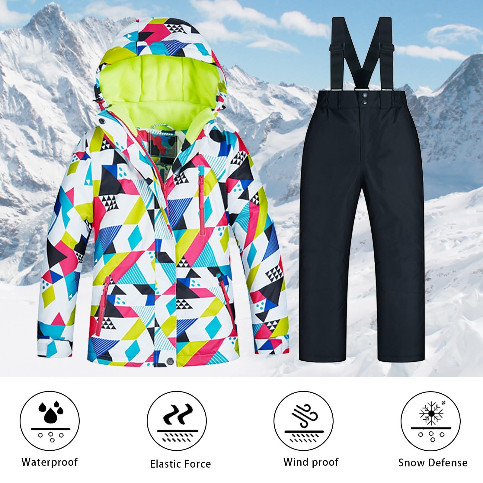 3T Long Sleeve Ski Jacket & Pants Set for Boys & Girls - Windproof Winter Snow Suit (Also Available in 2T) - Perfect for Skiing, Snow Play & Cold Weather Outings