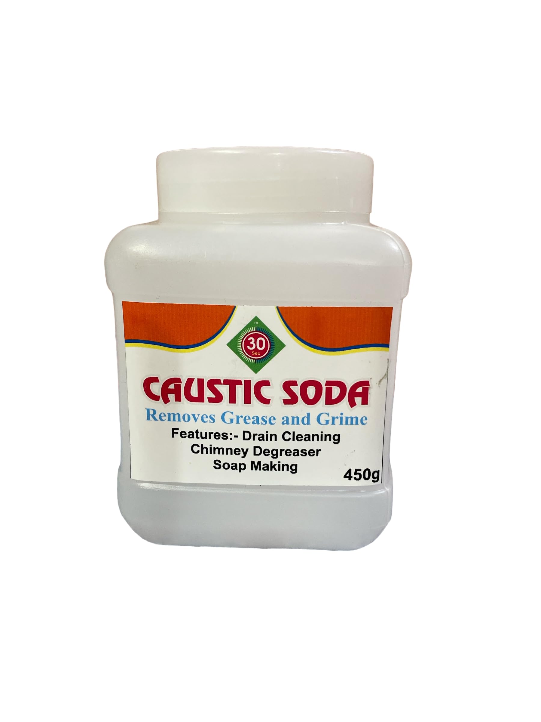 Caustic Soda 450g - Powerful Drain Cleaner for Clogged Pipes, Soap Making & Chimney Grease Removal | Fast-Acting Lye for Home Maintenance & DIY Projects