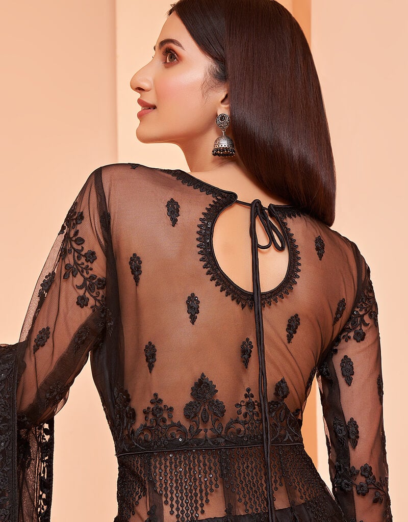 Elegant Black Pant Style Suits with Butterfly Net - Perfect for Outdoor Events, Weddings, and Themed Parties