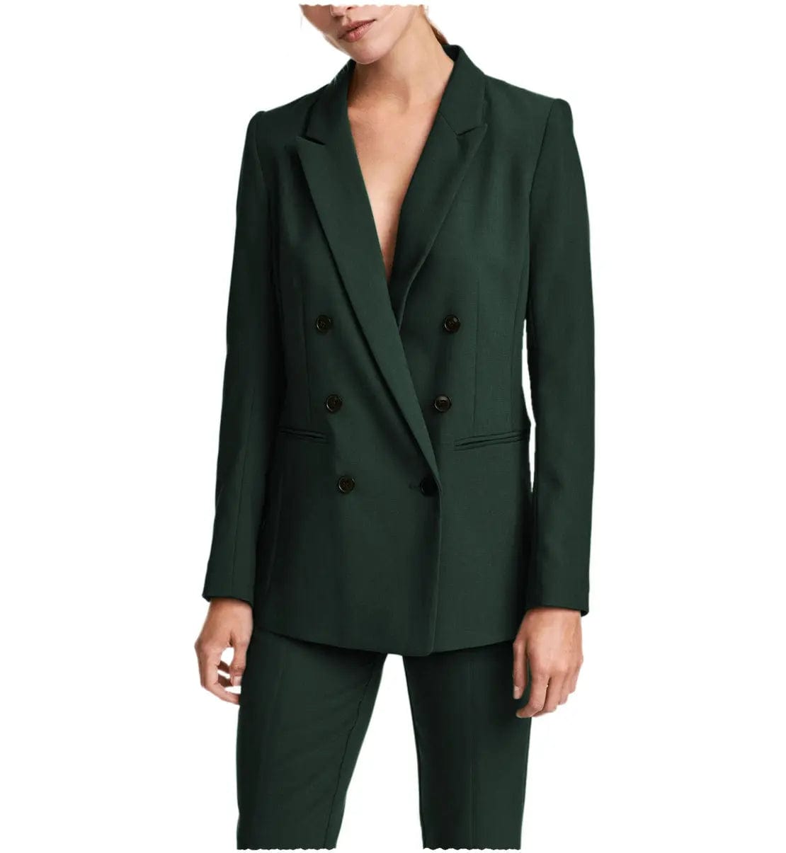 2-Piece Double Breasted Notch Lapel Women's Suit Set (Blazer & Pants) - Professional Office Wear & Formal Business Attire for Women