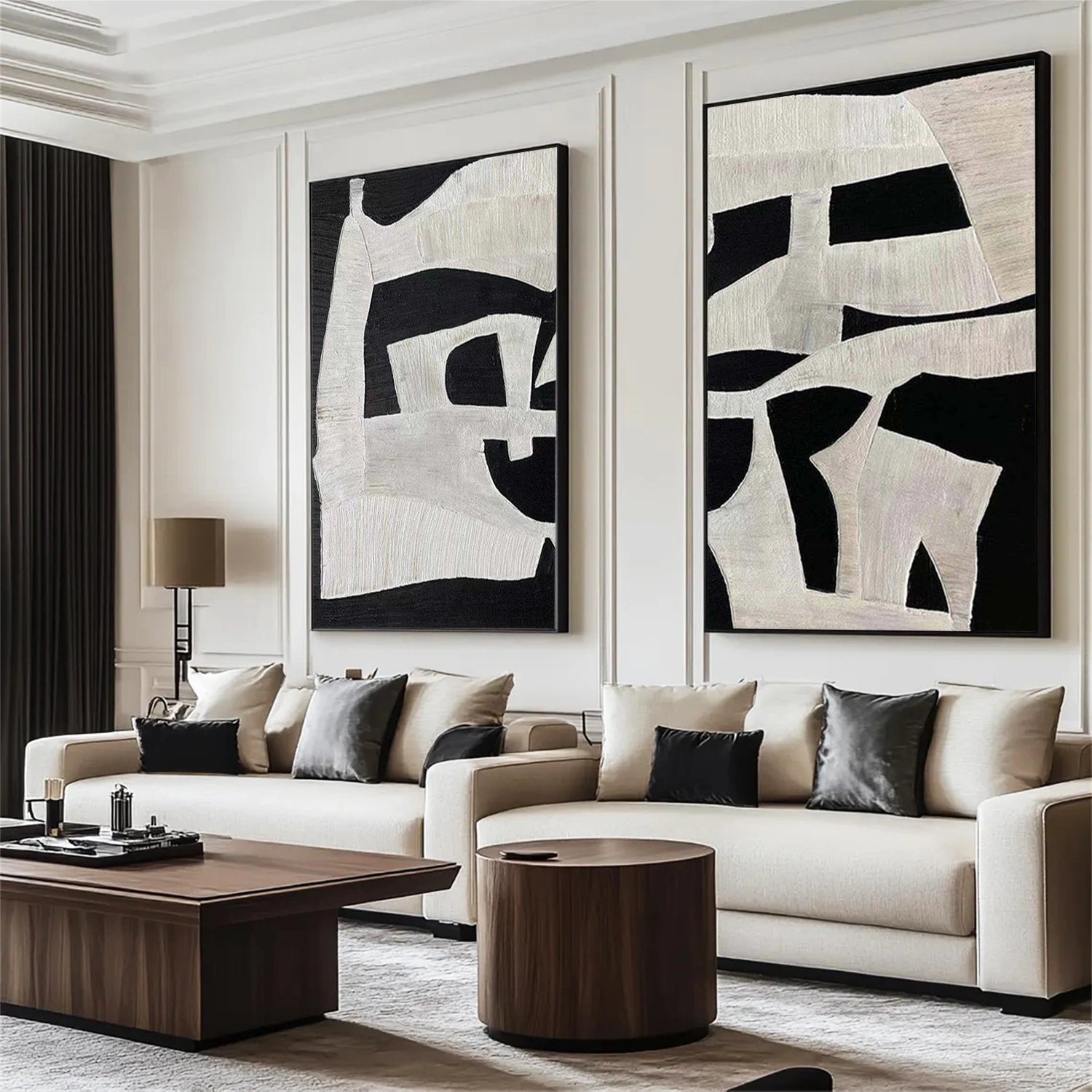 Abstract Tranquility Set of 2 Modern Canvas Wall Art - Minimalist Home Decor for Living Room, Bedroom & Office - #WS022