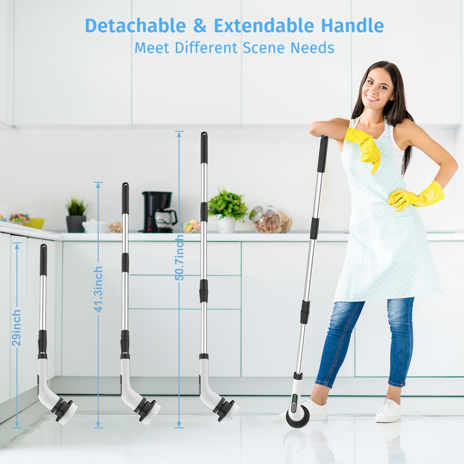 **Cordless Electric Spin Scrubber with 7 Replaceable Brush Heads – 2 Adjustable Speeds & Detachable Handle for Deep Cleaning Floors, Bathroom, Tub, Tile & Shower – Perfect for Home, Kitchen, and Outdoor Use**