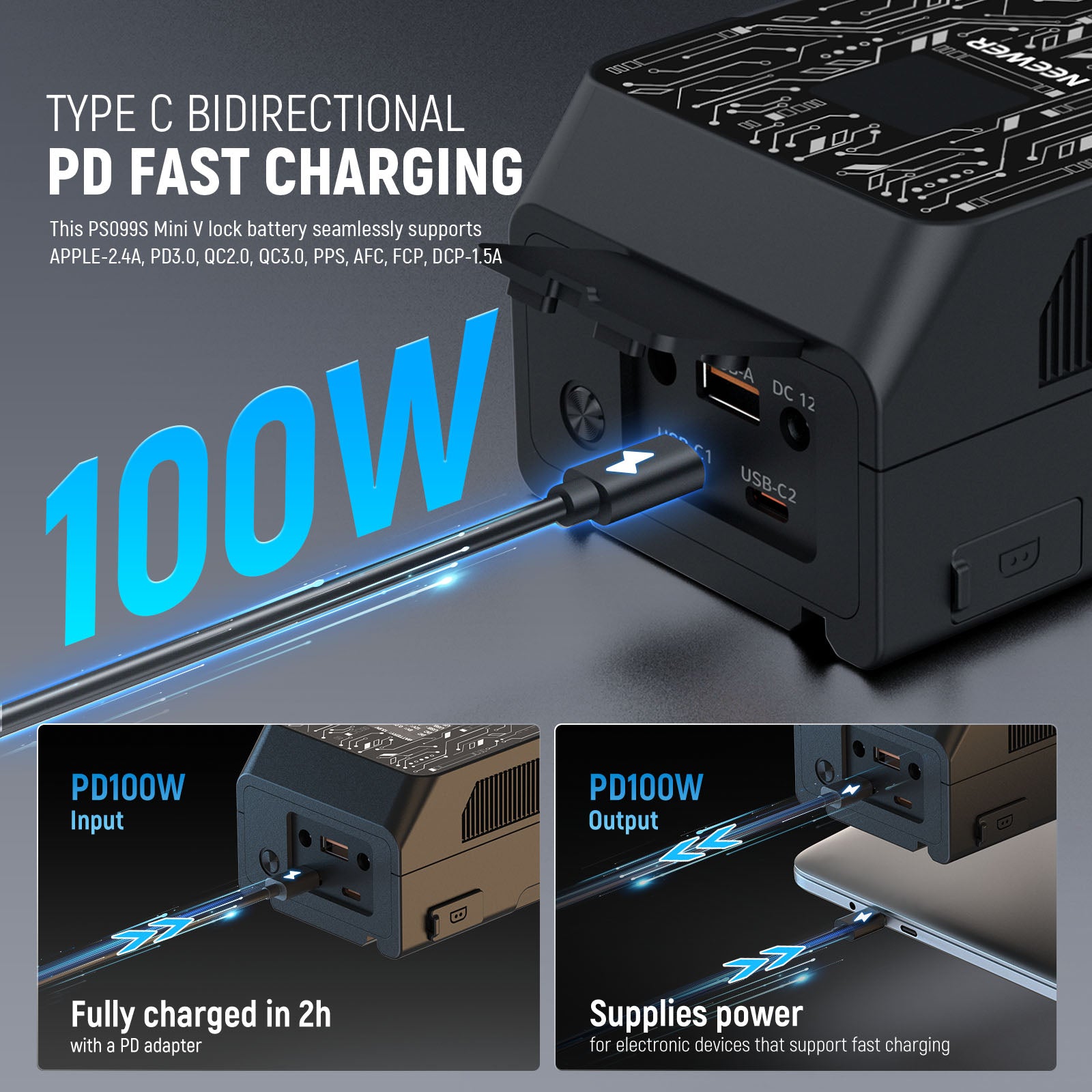 NEEWER V Mount Battery PS099S 6800mAh 99Wh with APP Control - Professional Power Solution for DSLR Cameras, Camcorders & LED Lights - Perfect for Film Making, Photography & Live Streaming