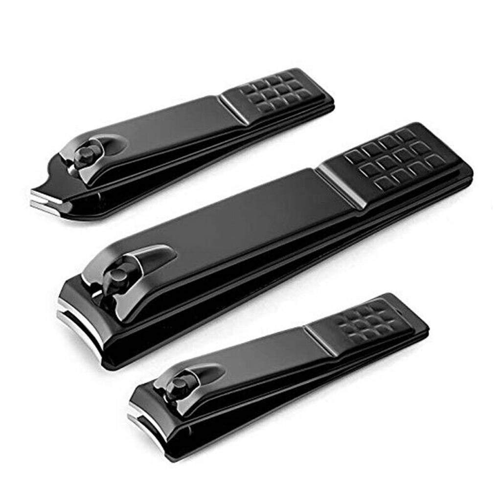 Professional Black Stainless Steel Nail Clipper - Heavy Duty Toe & Finger Nail Trimmer with Non-Slip Grip | Perfect for Home, Travel, Salon & Manicure/Pedicure Kits