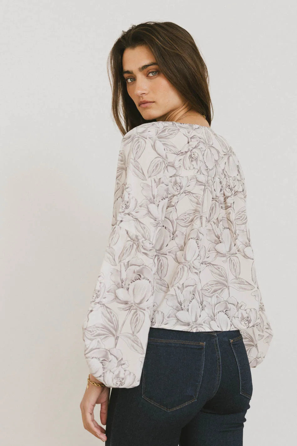 Isa Floral Blouse in Cream - Elegant Women's Floral Print Top for Spring & Summer | Perfect for Office, Date Night & Casual Outings | FINAL SALE