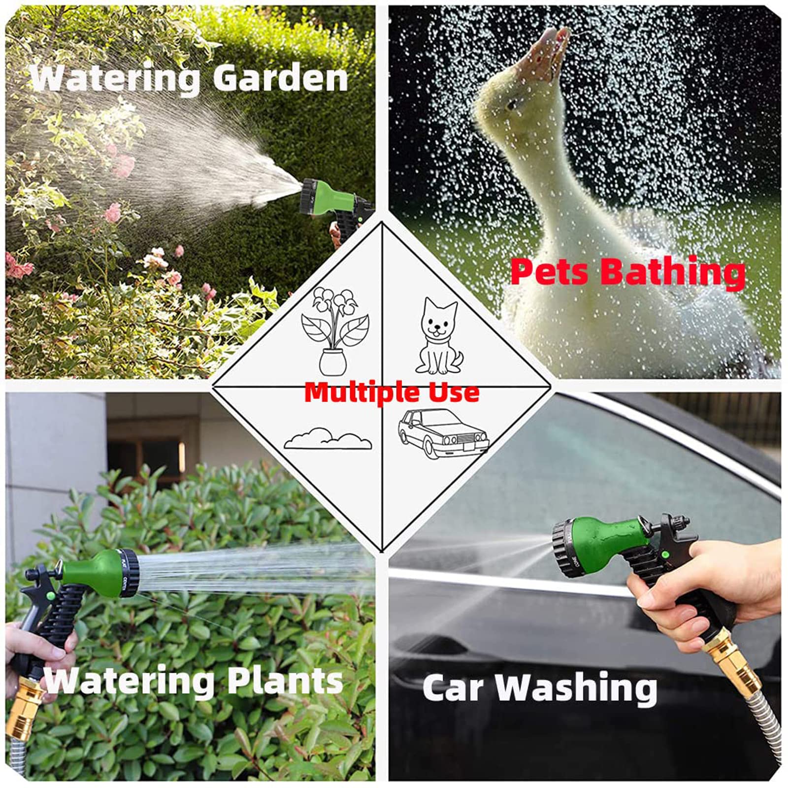 50 ft Stainless Steel Flexible Metal Garden Hose - Heavy Duty Water Hose for Lawns, Gardens & Outdoor Cleaning | Durable & Kink-Free Design