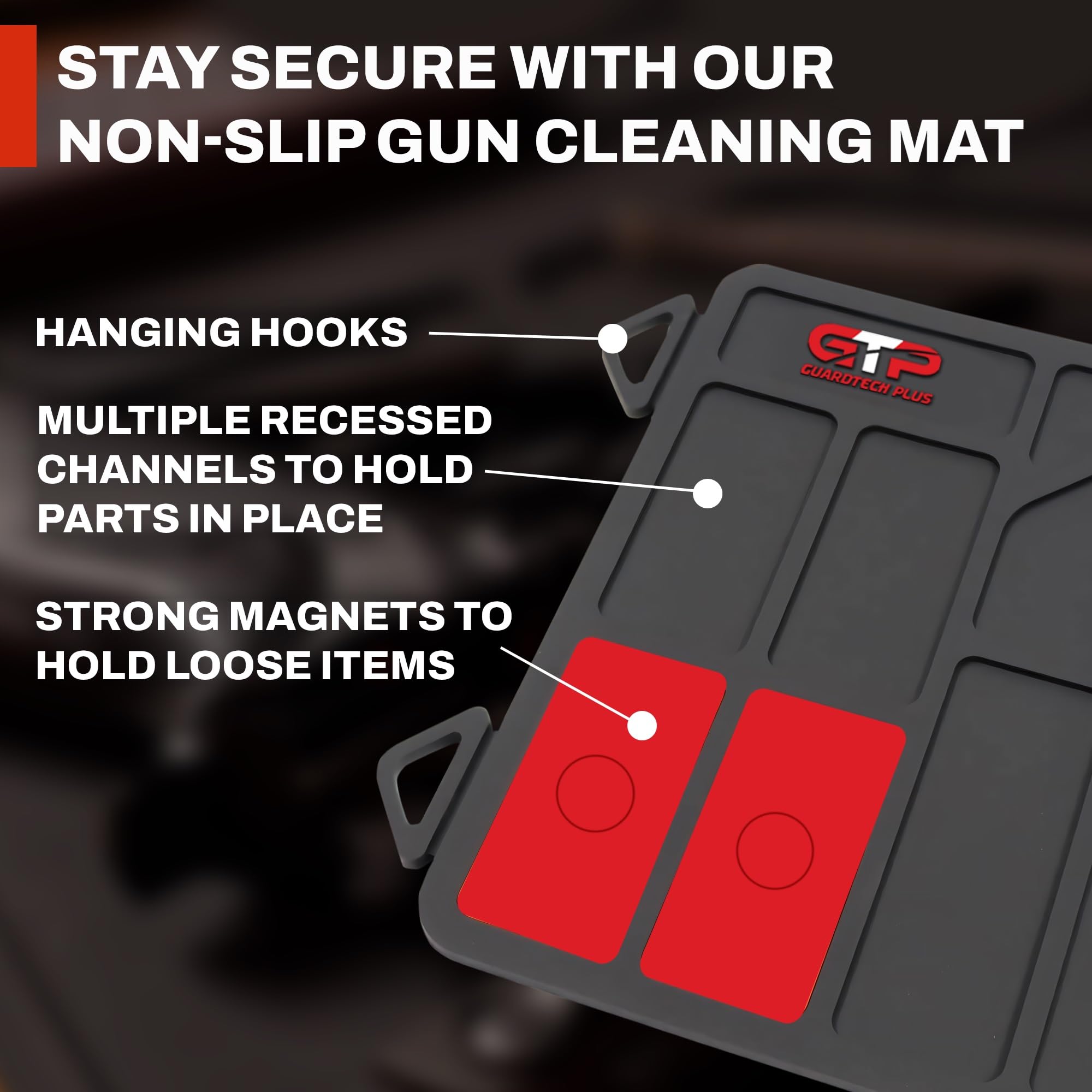 Premium Gun Cleaning Mat - Non-Slip Rubber Maintenance Mat with Magnetic Pads for Firearm Cleaning & Repair | Perfect for Gunsmithing, Range Days & Home Armory Organization