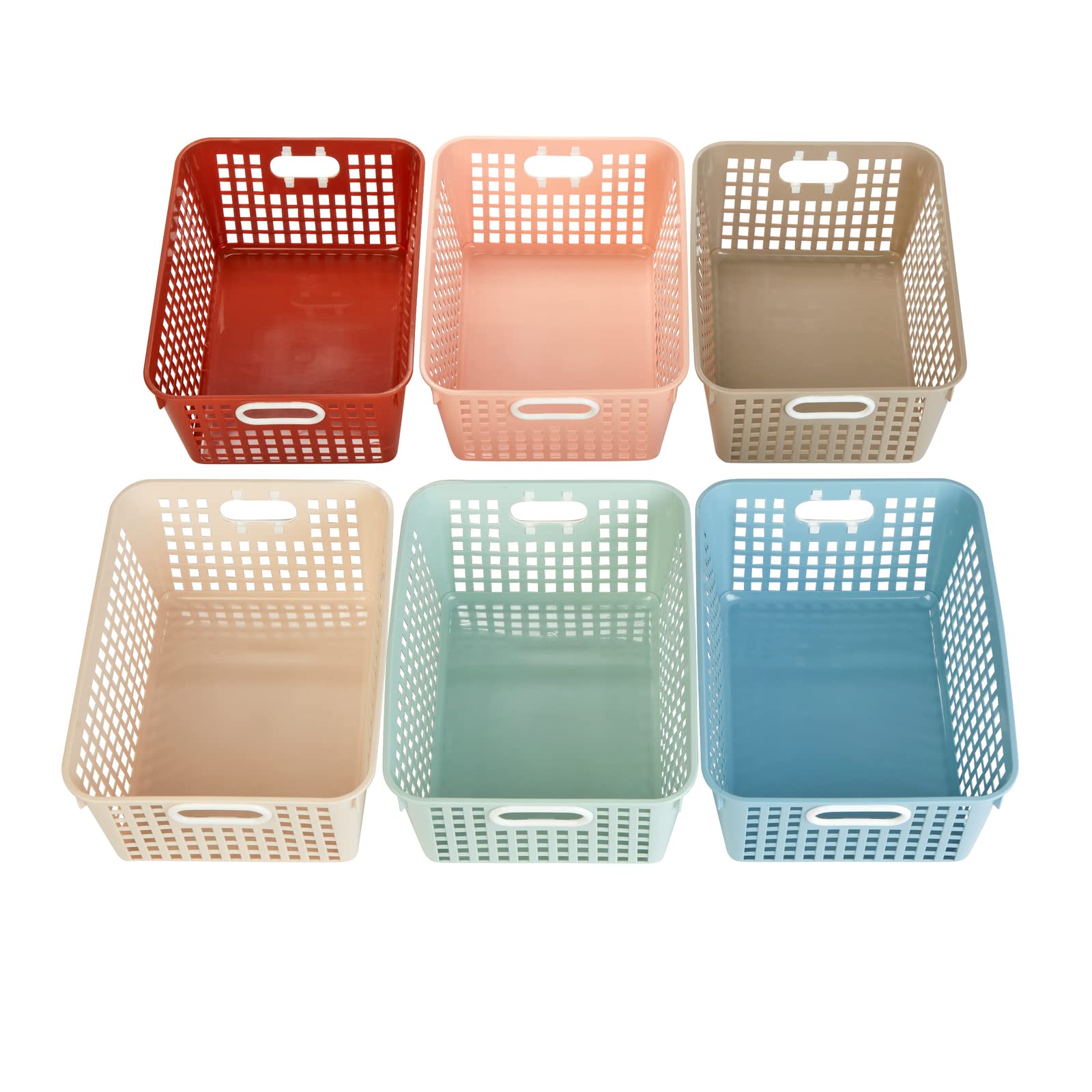 Boho Large Storage Baskets - Set of 6, Woven Seagrass Baskets for Home Organization, Nursery, Bathroom & Living Room Decor