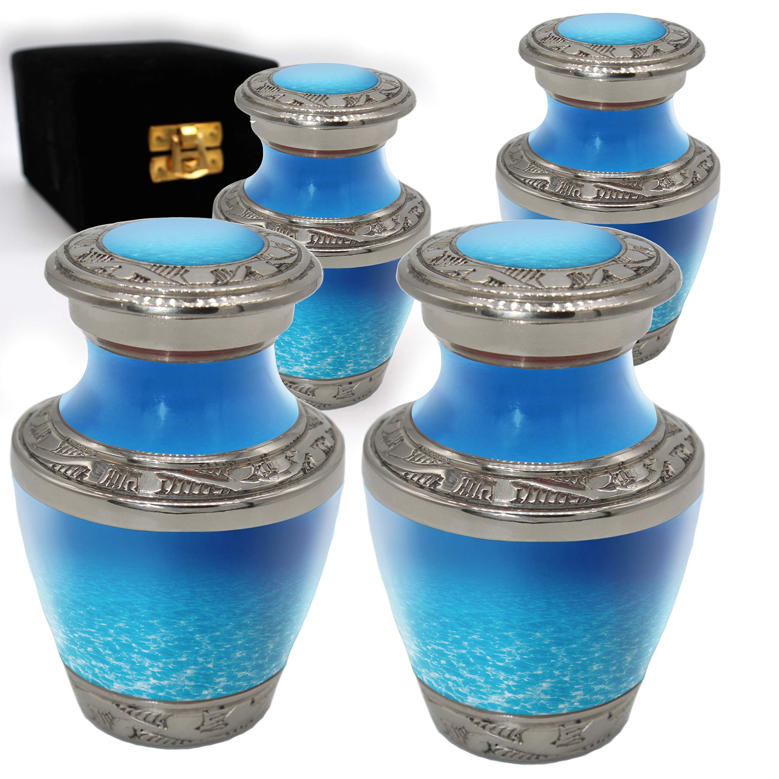 Ocean Tranquility Adult Male Cremation Urn - Handcrafted Personalized Memorial Urn for Human Ashes | Beautiful Decorative Urn Set of 4 | Perfect for Home Memorials, Funeral Services & Ash Scattering Ceremonies