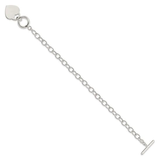 925 Sterling Silver Oval Link Women's Heart Charm Bracelet - 8.5 Inches Adjustable, Dainty Jewelry Gift for Her, Perfect for Valentine's Day, Anniversary & Everyday Wear