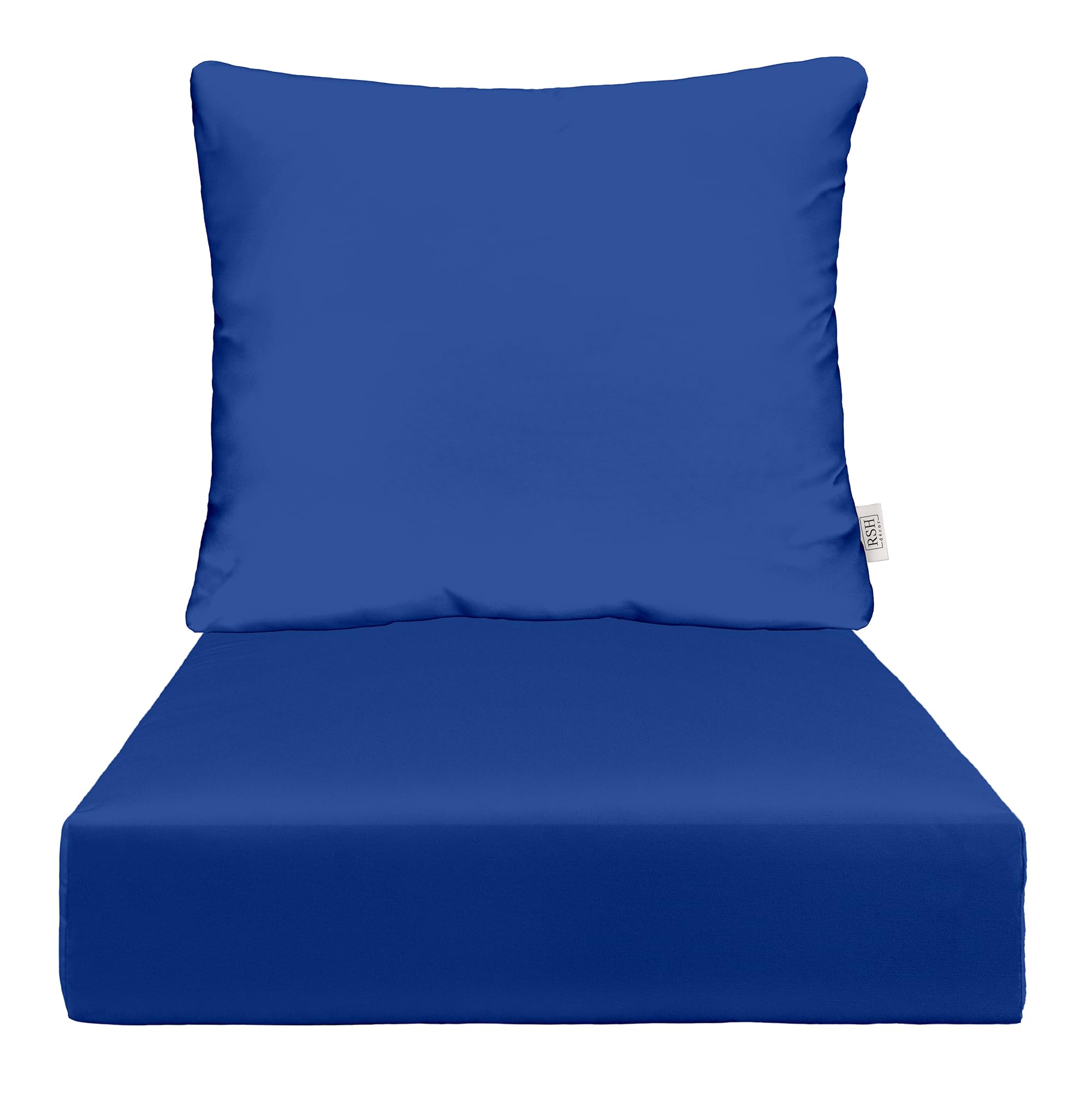 RSH DECOR: 24” x 24” Deep Seating Cushion with Pillow Back - All-Weather Spun Fabric, Water & Fade Resistant Outdoor Chair Cushion Set for Patio Furniture (Veranda Blue) - Perfect for Garden, Poolside & Backyard Relaxation