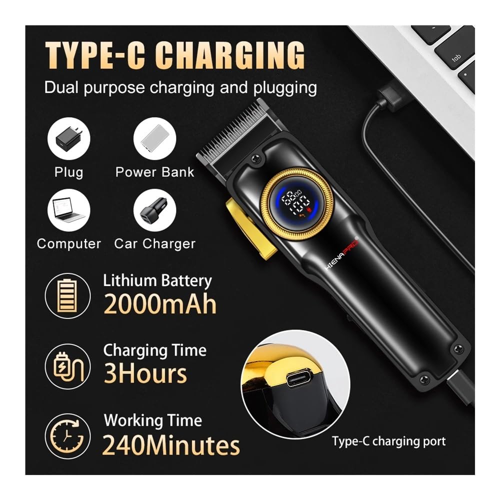 Professional Hair Clippers & Trimmers 3-Piece Set - USB Rechargeable Cordless Hair Cutting Kit with High Power Motor for Men's Grooming, Beard & Hair Styling at Home or Salon