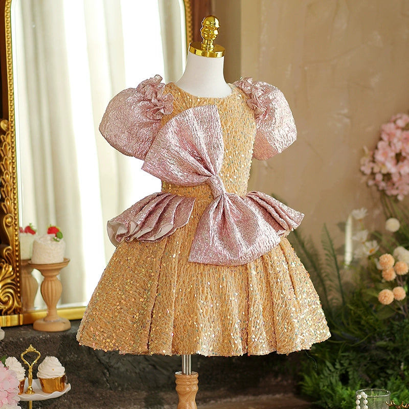 Christmas Sequin Party Dress for Girls - Elegant Princess Birthday Dress for Holiday Celebrations & Special Occasions