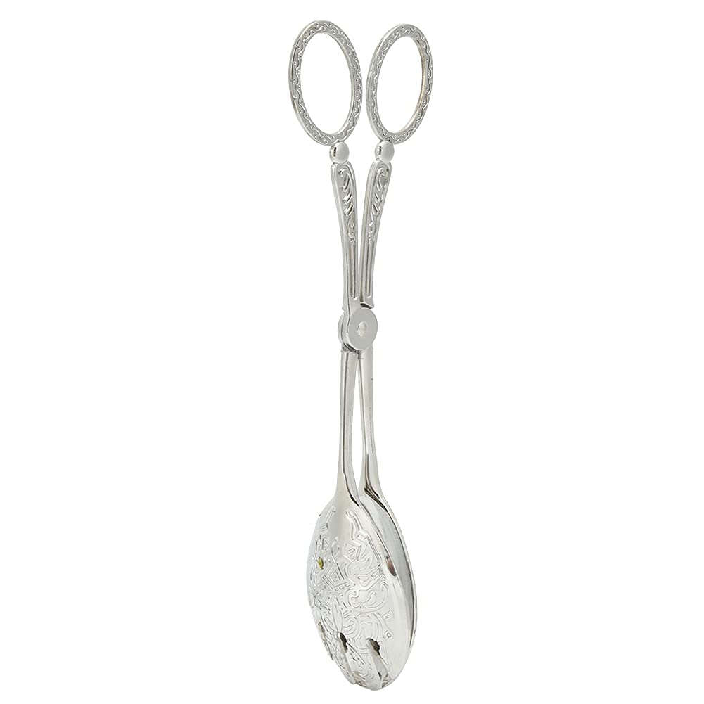 Non-Slip Locking Kitchen Tongs - Stainless Steel Food Flipping Tongs for Cooking, Baking, BBQ, Salad Serving - Perfect for Grilling, Flipping Burgers & Serving Pasta (Silver)