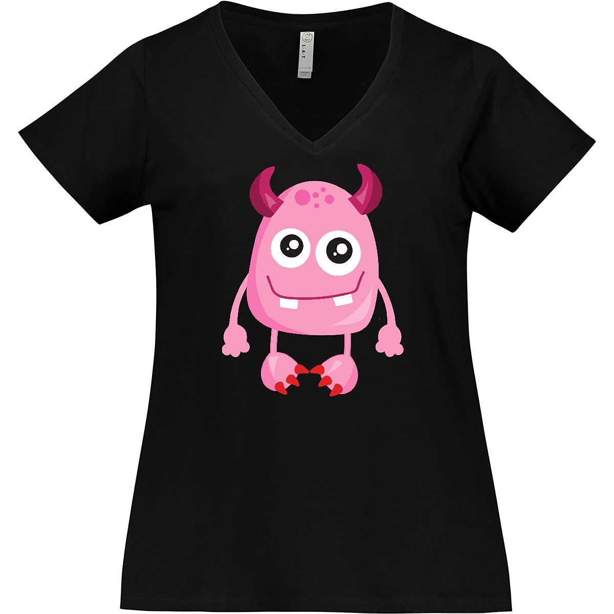 Inktastic Cute Pink Monster Funny Women's Plus Size V-Neck T-Shirt - Perfect for Casual Wear, Halloween Costumes & Monster-Themed Parties