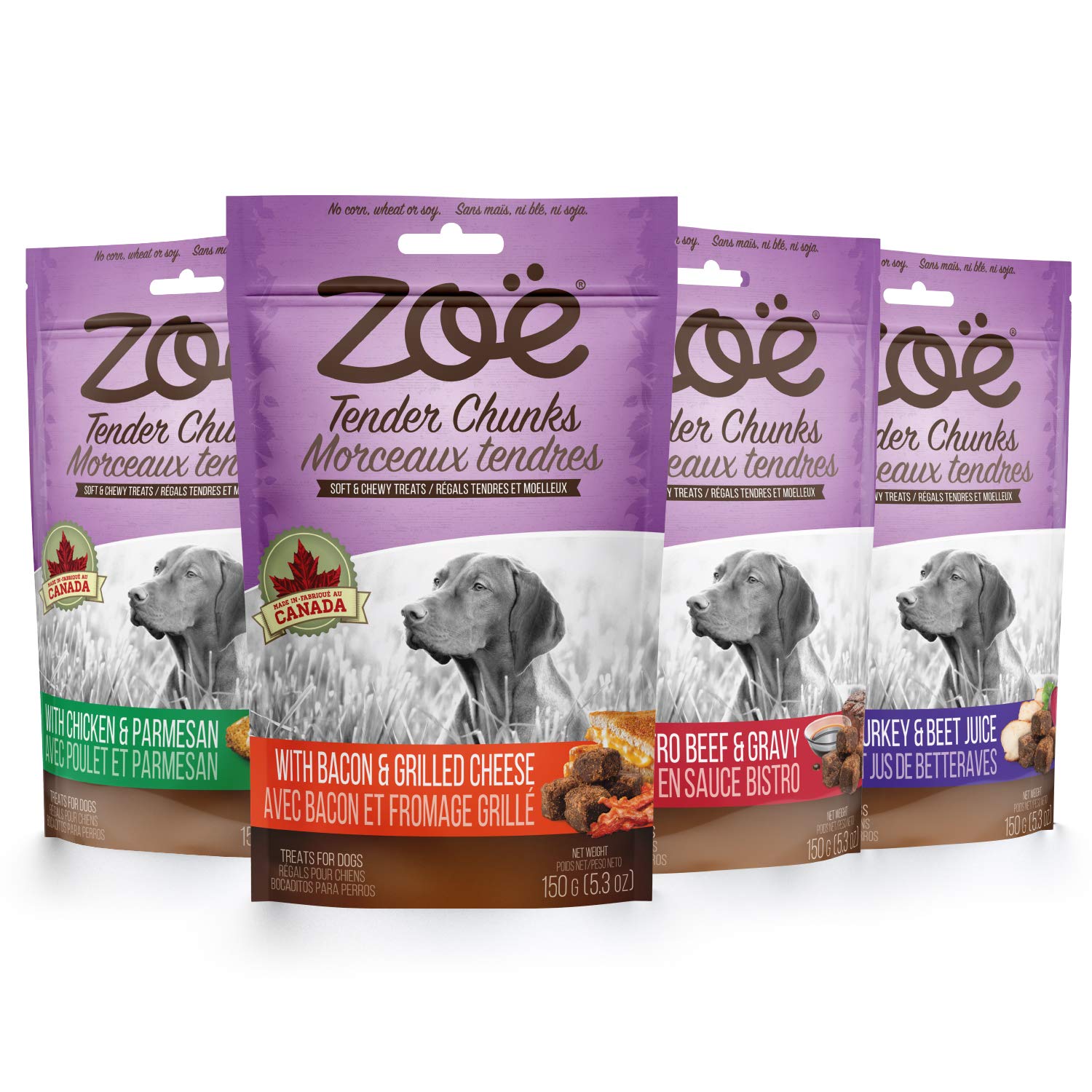 Zoe Tender Chunks Dog Treats - Cheese & Bacon Flavor, 5.3 oz - Delicious Soft Bites for Training & Rewards - Perfect for Small & Medium Dogs at Home or Outdoors
