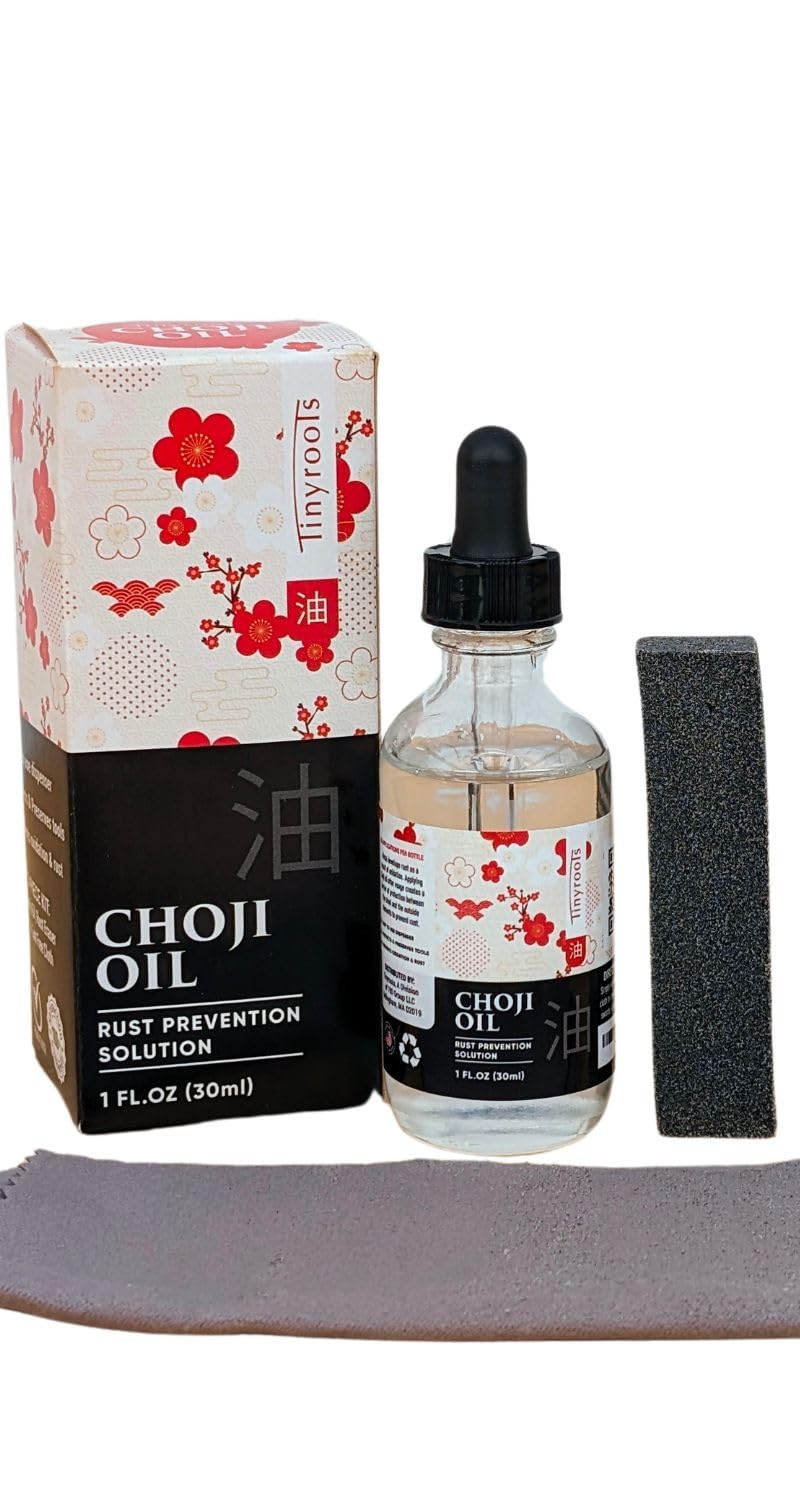Tinyroots Choji Oil Tool Cleaning Kit - Restores & Protects Swords, Knives, Bonsai Tools - Includes Rust Eraser & Lint-Free Cloth - Perfect for Blade Maintenance, Garden Tool Care & Japanese Sword Preservation