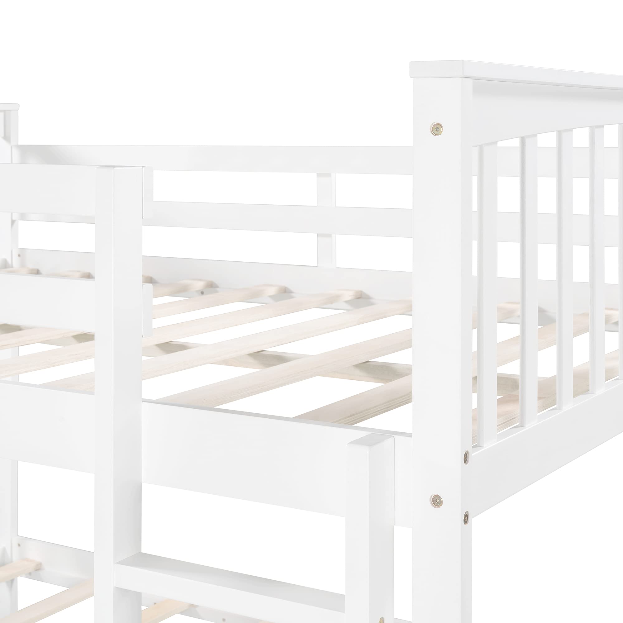 Danxee Full Over Full Ladder Bunk Bed with 2 Drawers - Solid Pine Wood Frame, Built-in Storage & Safety Guard Rails - Space-Saving Kids & Teens Bedroom Furniture for Boys & Girls - No Box Spring Required (White) - Perfect for Shared Rooms, Sleepovers & Small Spaces