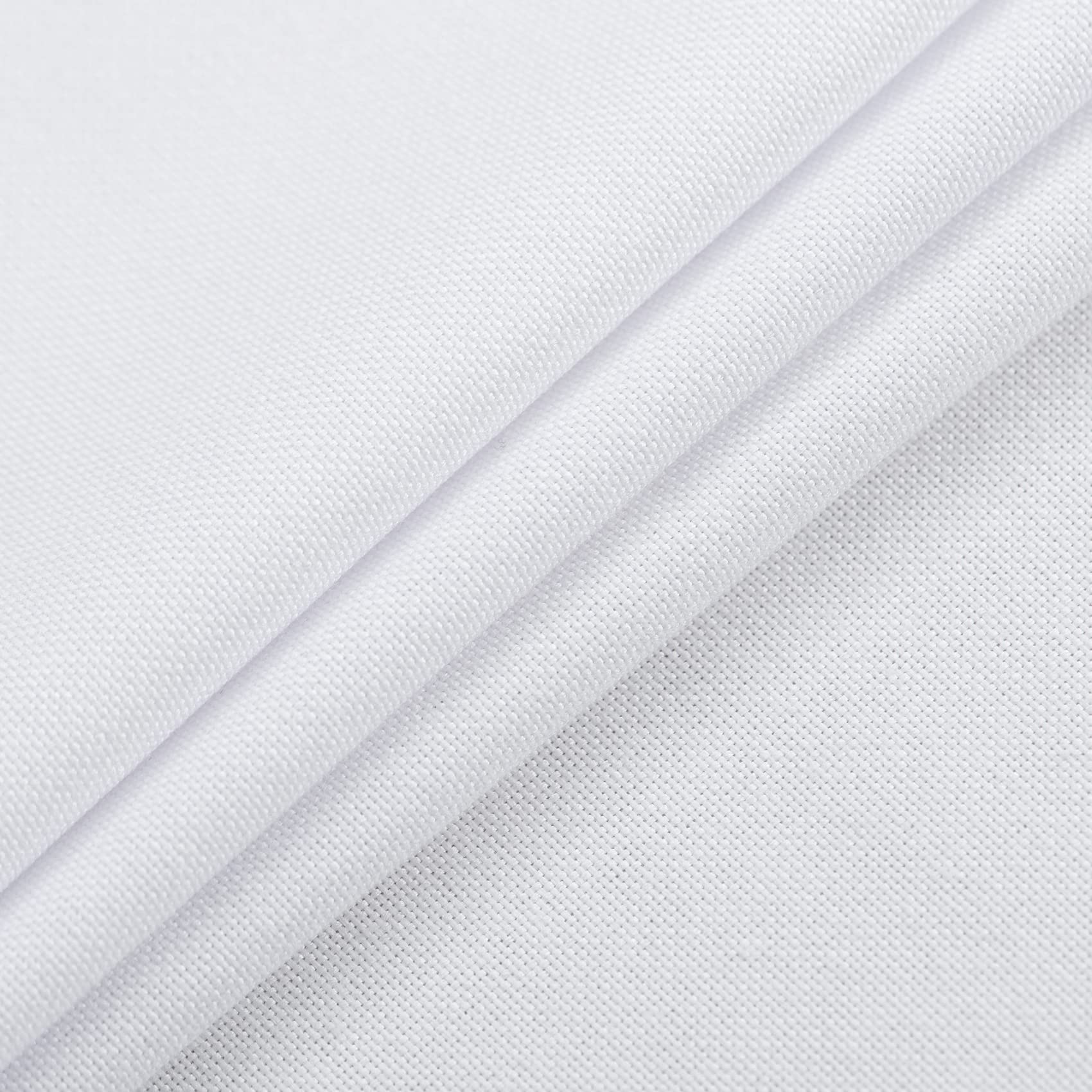 White Linen Textured Short Curtains for Kitchen & Bathroom - 2 Panels, 27