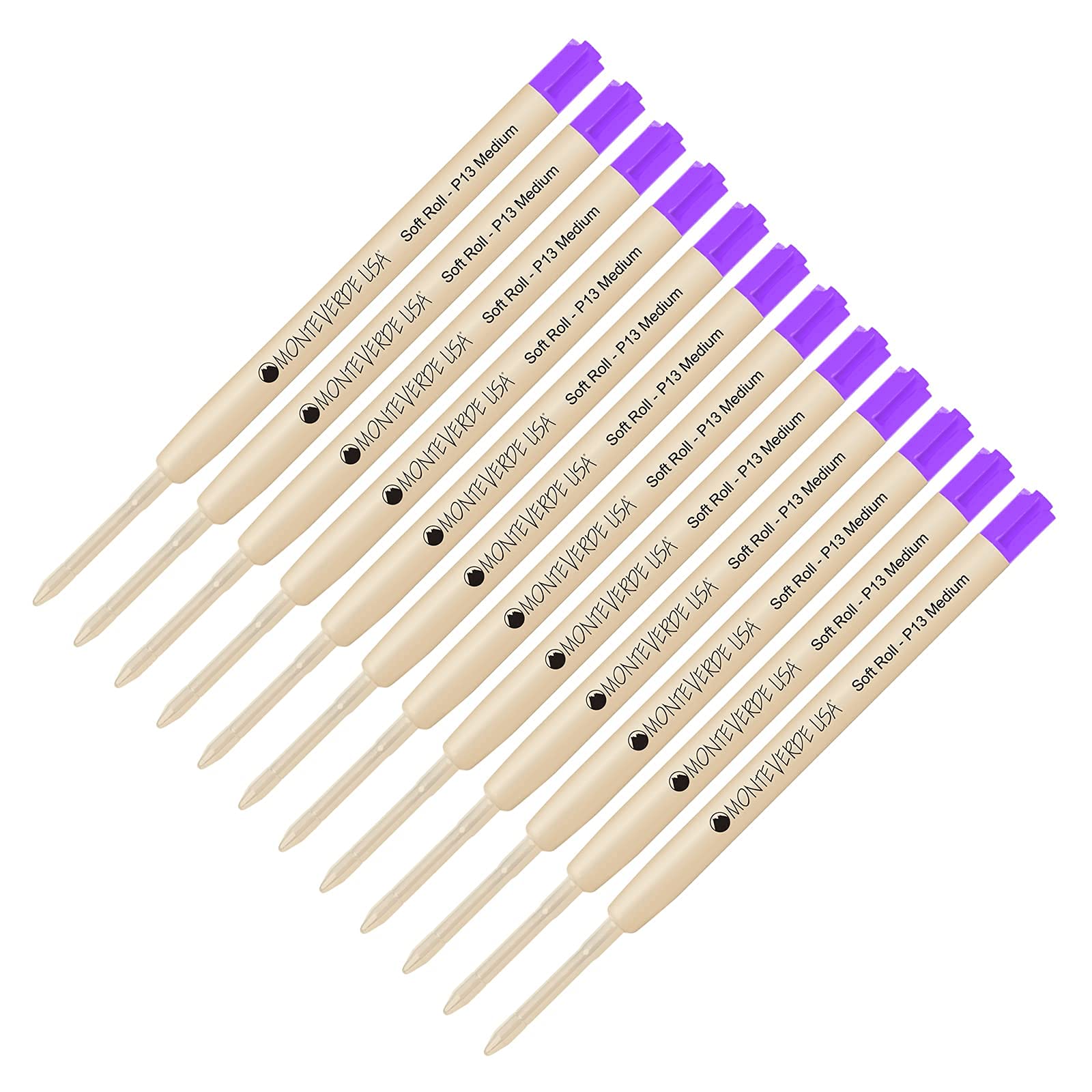 Monteverde SoftRoll Ballpoint Ink Refill 12-Pack - Compatible with Parker Style Pens - Purple Medium Tip 0.7mm - Smooth Writing for Office, School & Everyday Use