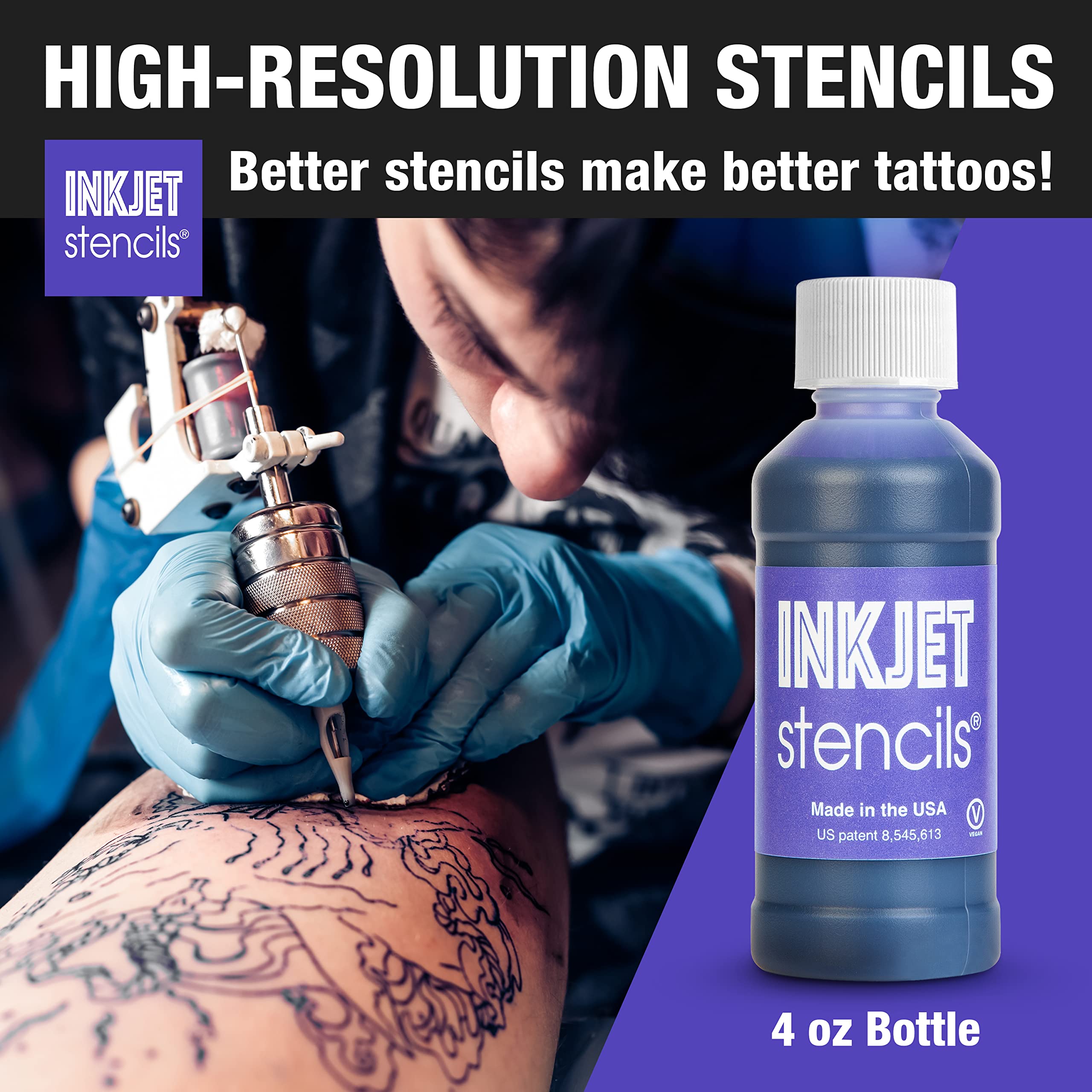 Refill Stencil Ink for Stencils Printer - Violet 4oz Bottle | Compatible with Most Stencil Printers | Perfect for DIY Crafts, Fabric Printing & Sign Making