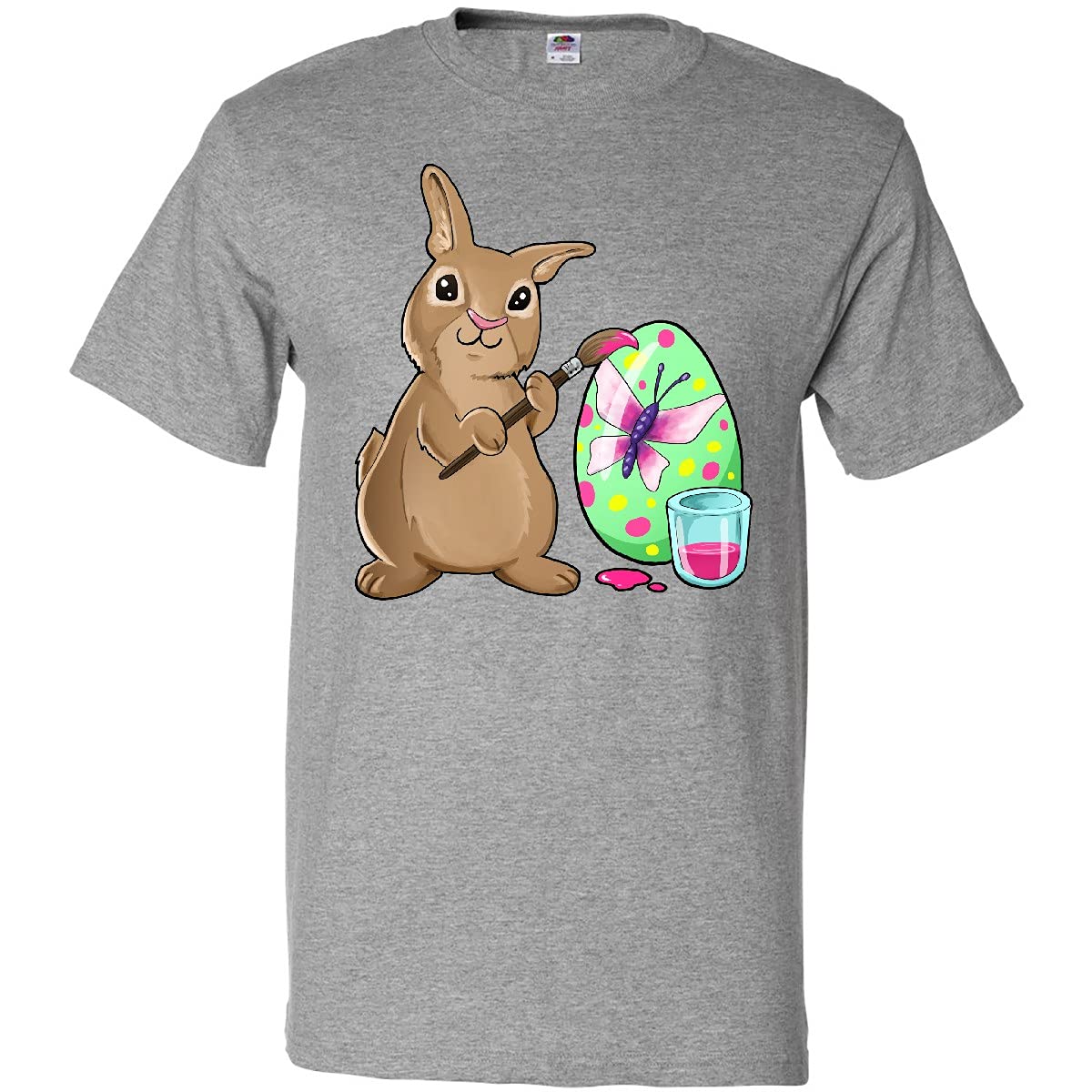 Inktastic Cute Brown Easter Bunny Painting Egg T-Shirt - Easter Gift, Spring Fashion, Casual Wear for Women & Men - Perfect for Easter Celebrations, Family Gatherings & Spring Outfits