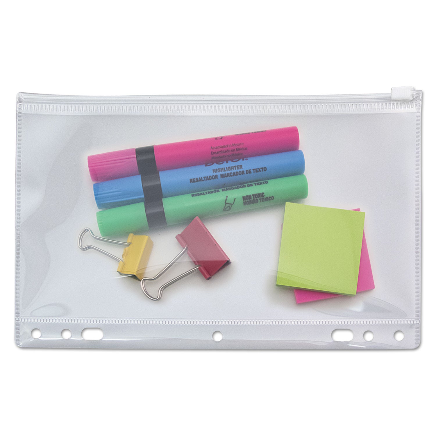 Angler's Clear Zip Binder Pocket - 6 x 9.5 Inches, 2 to 7 Hole Punched for Secure Document Storage - Perfect for School, Office & Fishing Gear Organization
