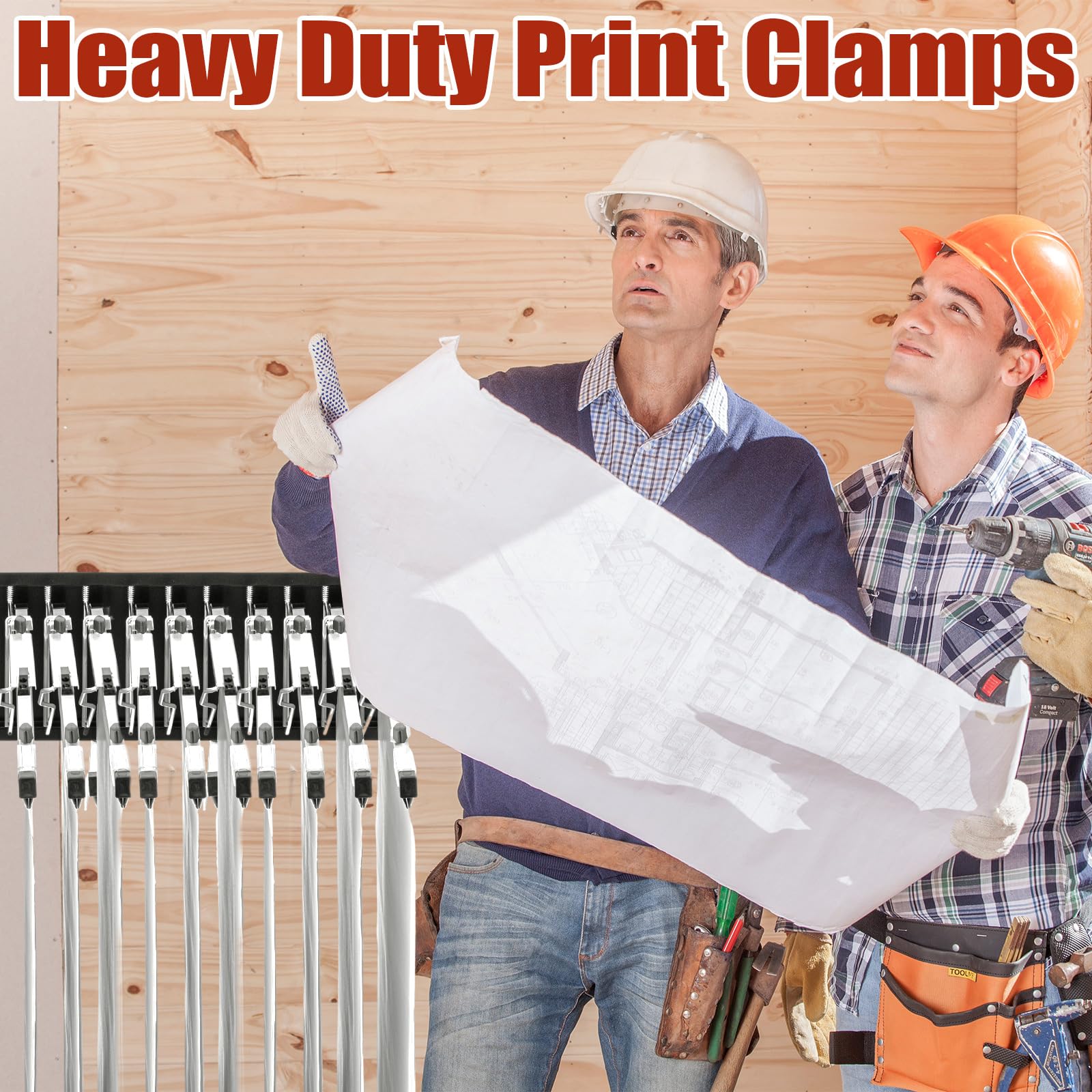 Estune 12-Pack 24-Inch Blueprint Hanging Clamps - Heavy Duty Blueprint Binding Strips for Construction Plans, Architectural Drawings, Posters & Art Storage - Perfect for Architects, Engineers & Artists Workspaces