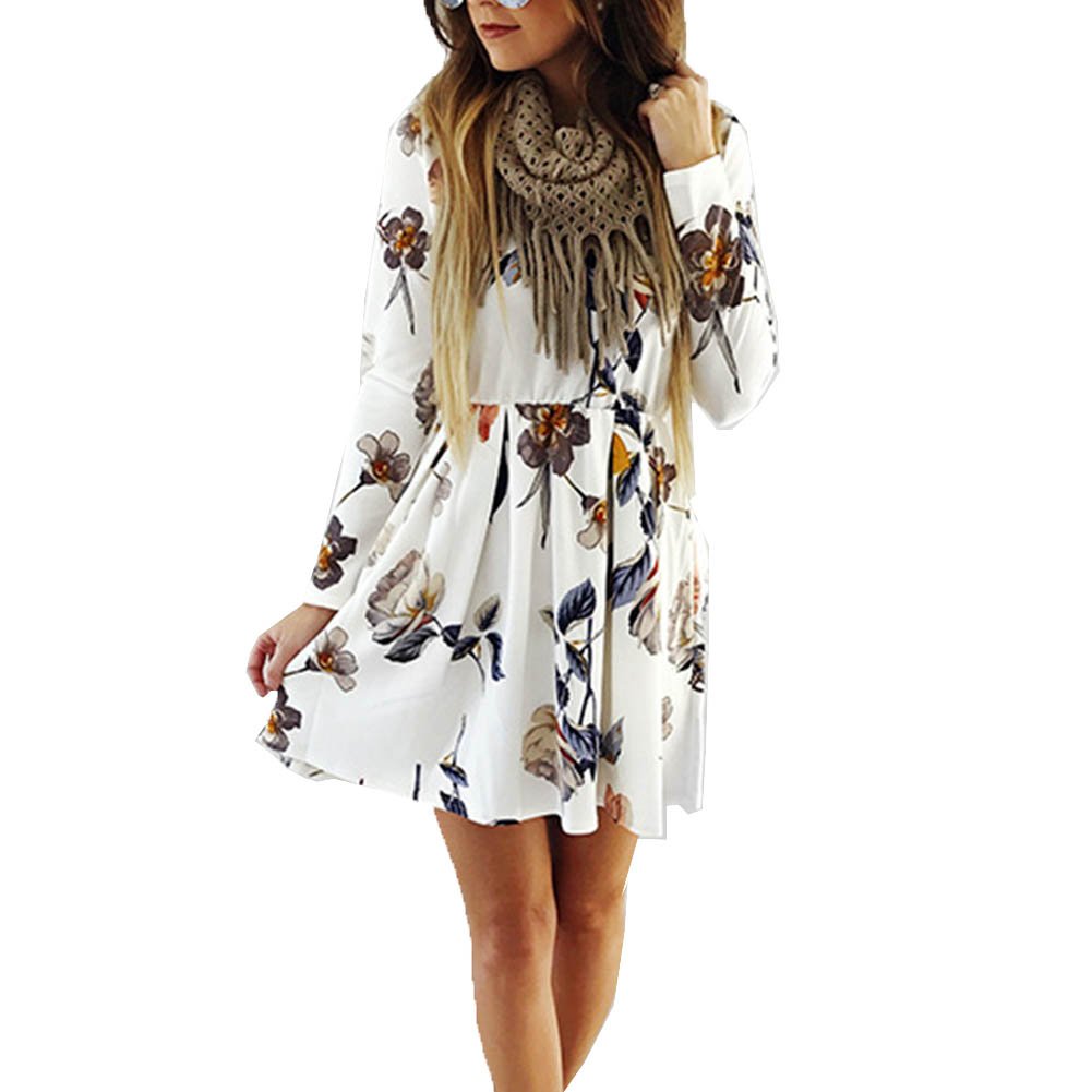 Floral Maternity Dress for Women - Long Sleeve Bodycon Swing Pleated Knee Length Dress for Pregnancy - Perfect for Baby Showers, Maternity Photos & Casual Outings