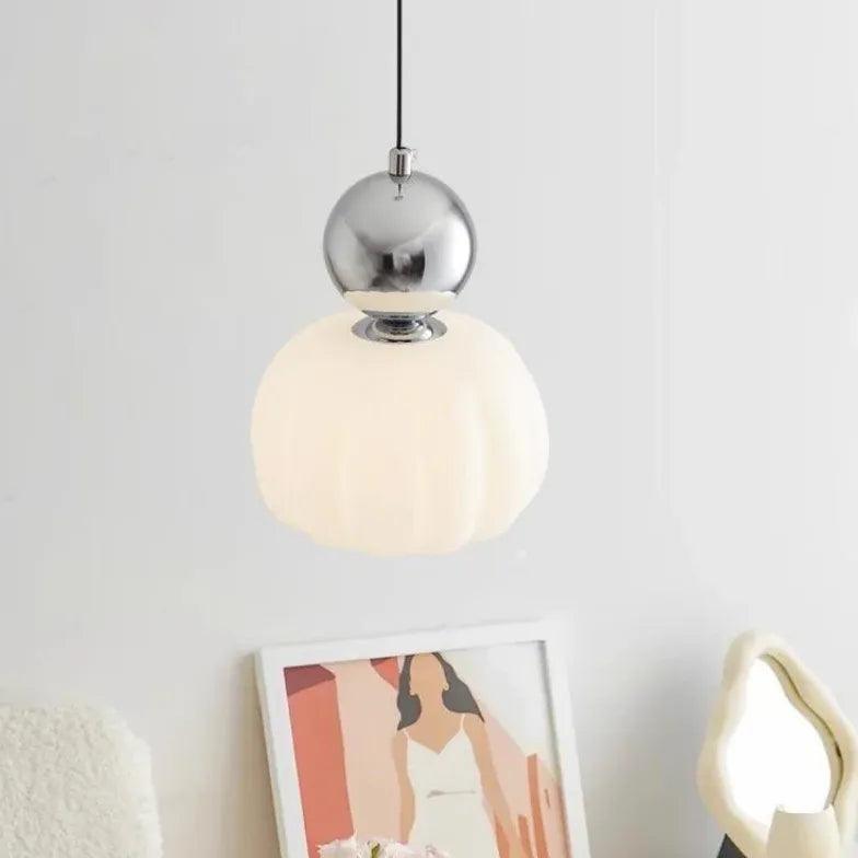 White Acrylic Floral Sphere Pendant Light - Modern Ceiling Lamp for Living Room, Bedroom, Dining Room & Kitchen Decor