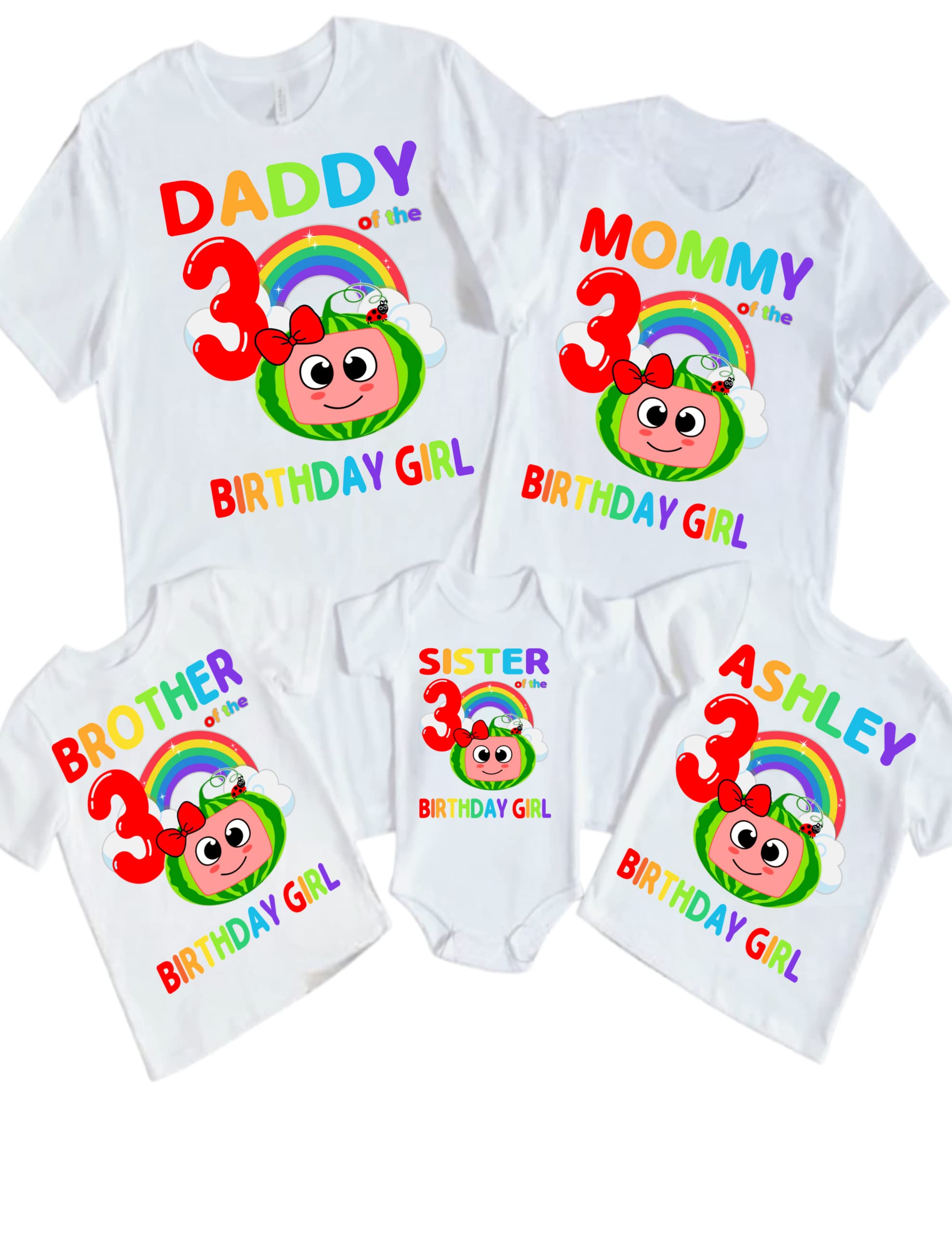 Custom Birthday Shirt - Personalized Melon Design with Any Name & Age - Family Matching Outfits - Birthday Boy/Girl Gift - Perfect for Birthday Parties, Family Photos & Celebrations