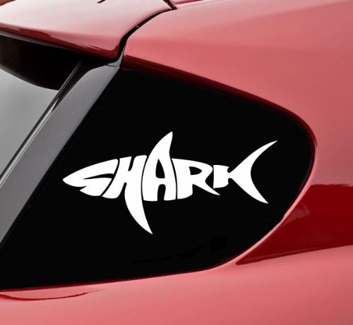 Shark Text Shape Vinyl Decal Sticker - Waterproof, Durable, Easy to Apply - Perfect for Laptops, Cars, Windows, and DIY Crafts