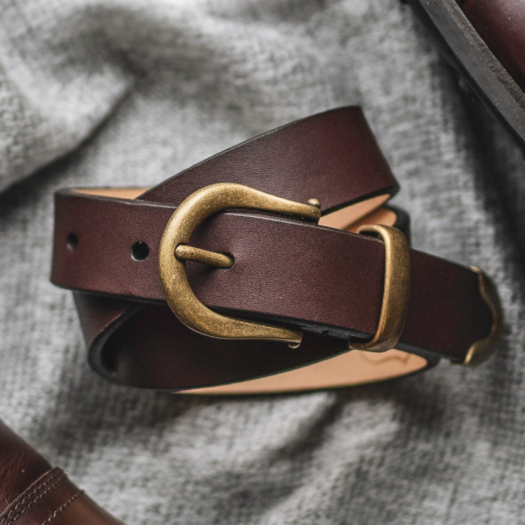 Women's Western Leather Belt - Genuine Leather Cowhide Belt with Buckle for Women | Brown | Perfect for Jeans, Dresses & Country Style Outfits