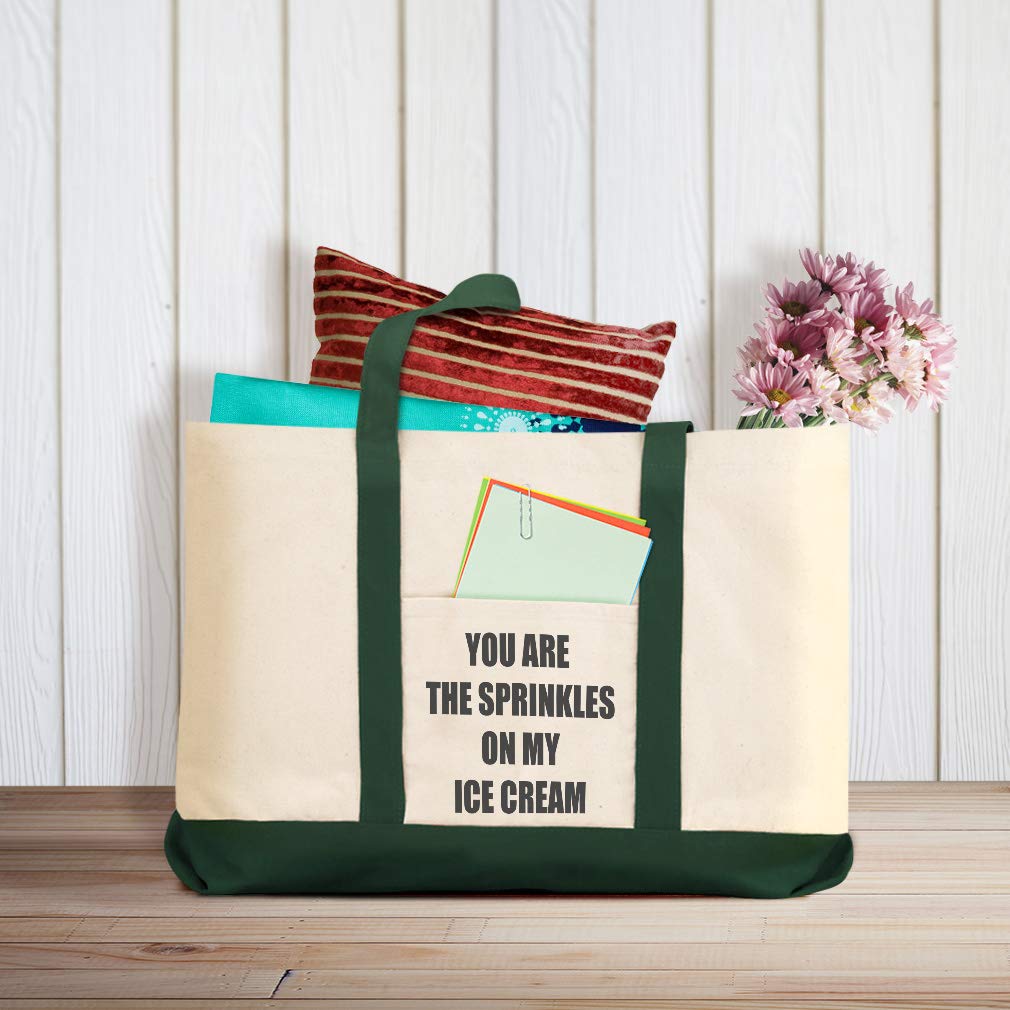 You Are The Sprinkles on My Ice Cream Canvas Tote Bag - Funny & Novelty Beach Shopping Bag for Women - Perfect for Groceries, Beach Trips & Everyday Use