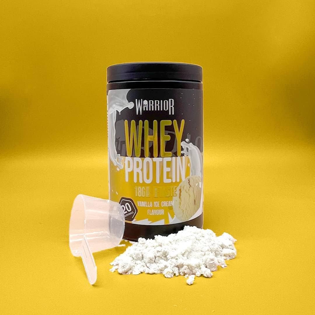 Warrior Whey Protein Powder 500g - 36g Protein per Serving | Low Sugar Muscle Recovery & Growth Supplement | GMP Certified Vanilla Ice Cream Flavor | 20 Servings for Post-Workout, Weight Training & Healthy Lifestyle