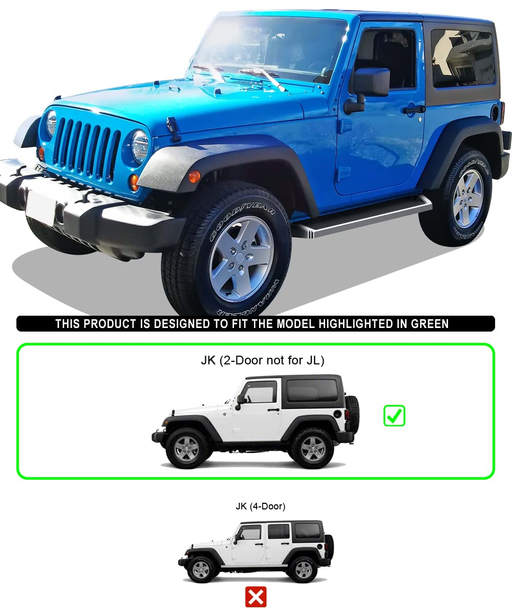 APS Running Boards & Nerf Bars for Jeep Wrangler JK 2-Door 2007-2018 - Replace Factory Sidesteps or Rock Rails - Durable Side Steps for Off-Road & Daily Driving