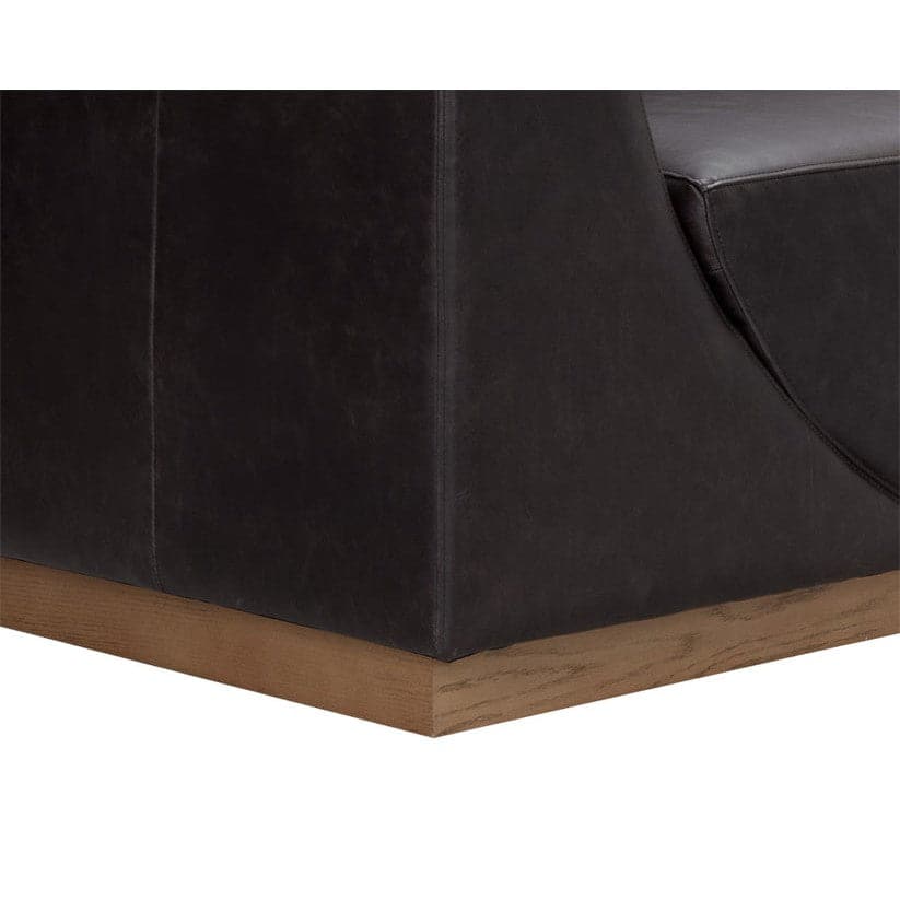 Anakin Sofa - Light Oak Frame with Tuscany Warm Black Leather Upholstery - Perfect for Living Room, Office or Lounge Area