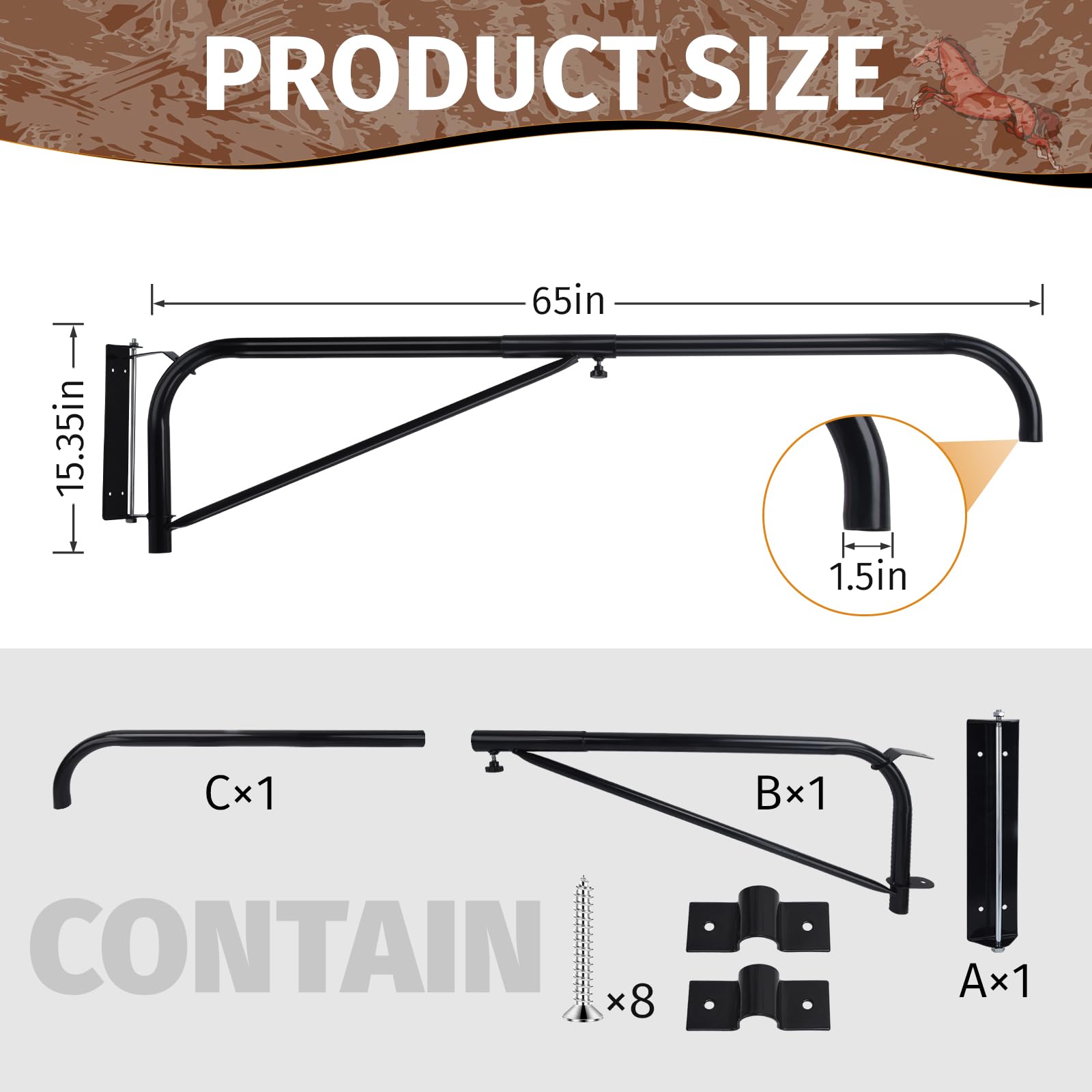 **Horse Wash Stall Hose Boom - 180° Swivel Wall Mount Hose Boom Arm for Horse Washing, Prevents Tangling & Trampling, Fits Standard Garden Hose (Hose Not Included) - Ideal for Stable, Barn & Equine Care**