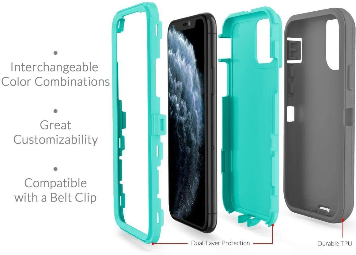 Defender Shockproof Hybrid Case for iPhone 12 Pro Max (6.7 Inch) - Dual Layer Protective Hard Cover - Black - Perfect for Outdoor Activities & Extreme Sports Protection