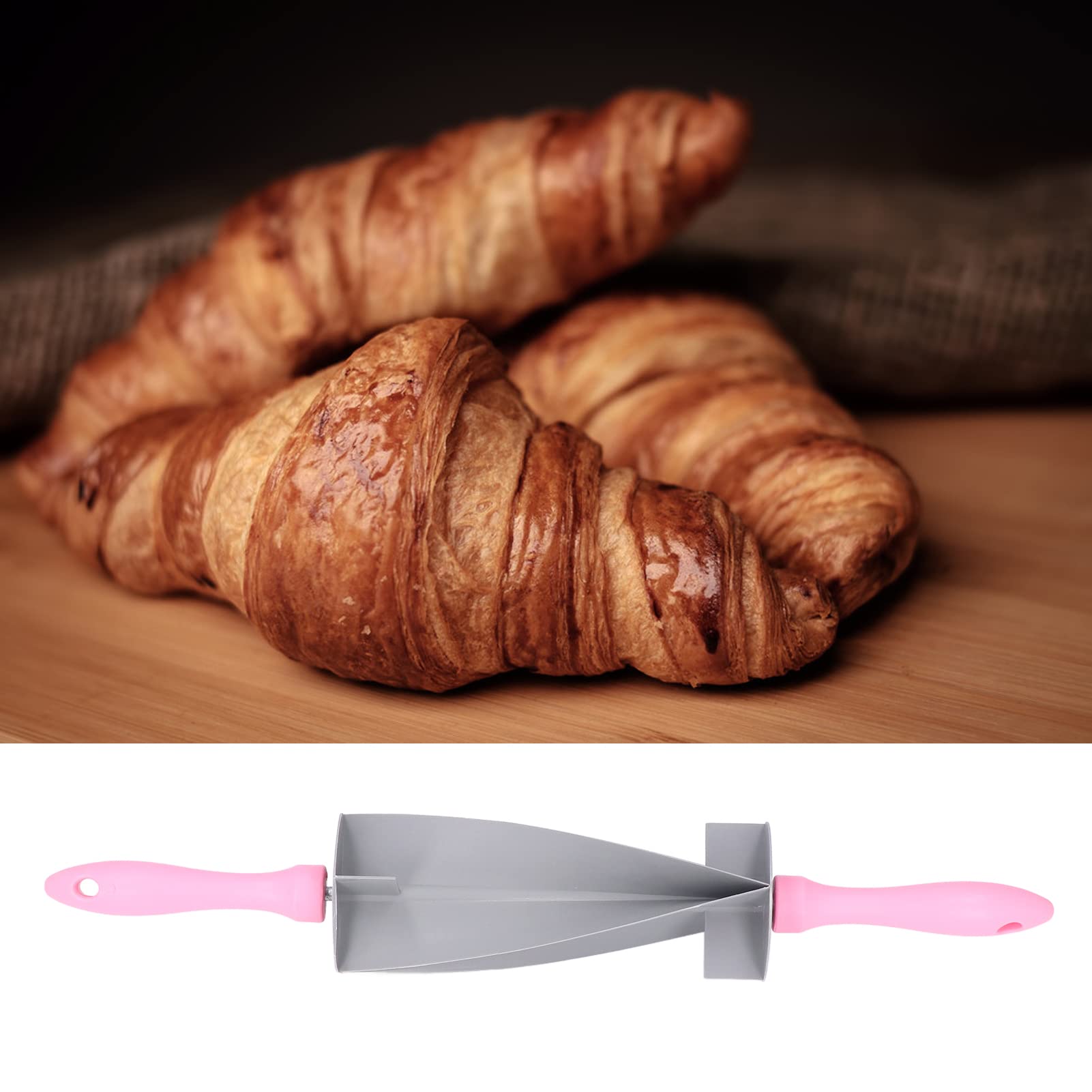 Multifunctional Plastic Croissant Rolling Pin & Dough Cutter - Perfect for Baking Pastries, Bread & Cookies | Ideal for Home Kitchens & Professional Bakeries